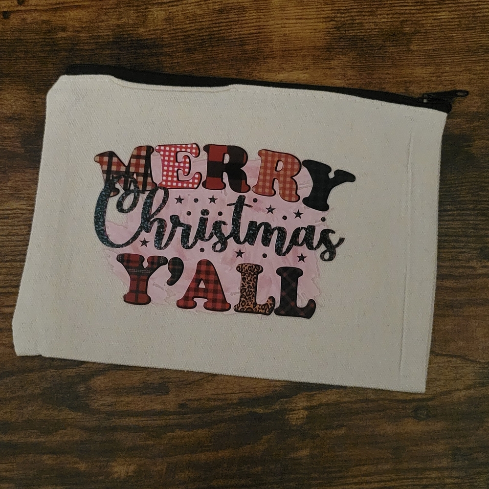 Merry Christmas Y'all Canvas Pouch